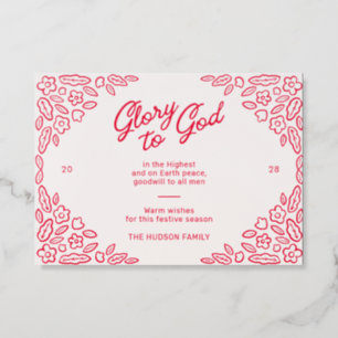 Floral Trendy Christmas Holiday Letterpress Card