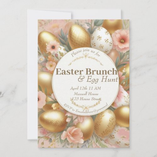 Floral trendy easter brunch  egg hunt invitation