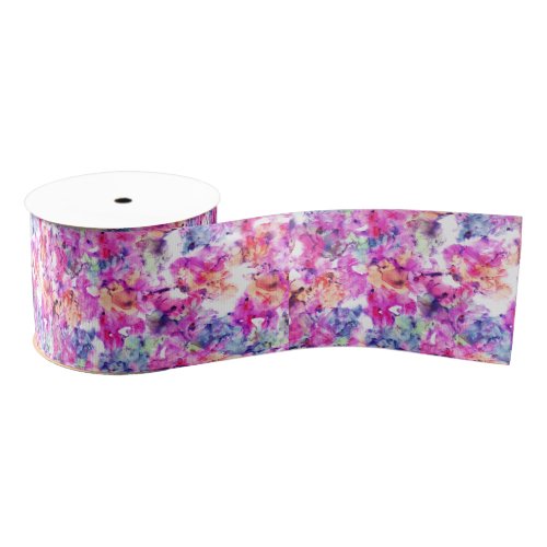 Floral trendy hand painted watercolor pattern grosgrain ribbon