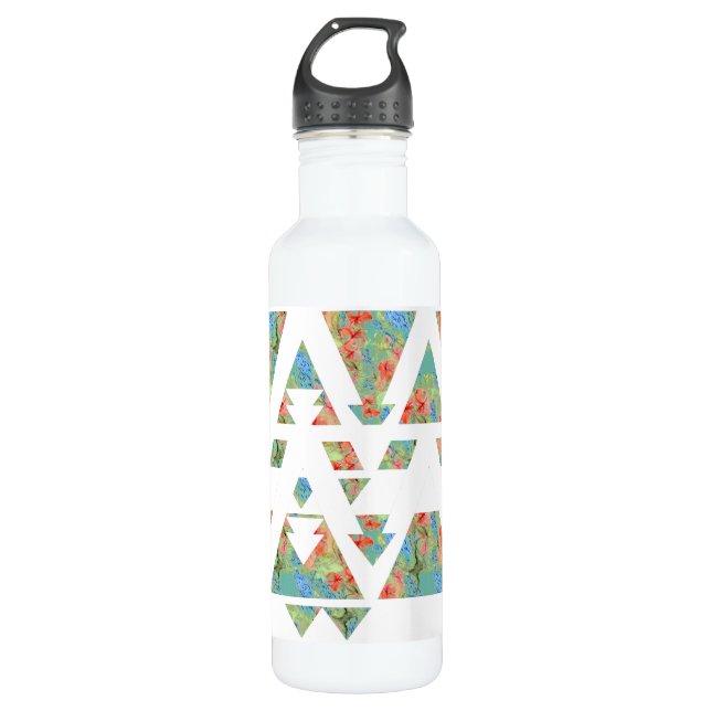 Floral Triangles and Arrows Water Bottle (Front)