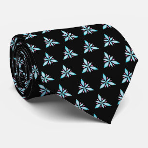 Floral Triangles Pattern / Semi Abstract Flowers Neck Tie