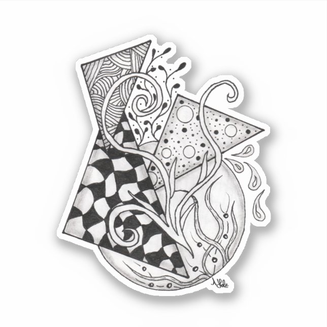 floral triangles, Tangle drawing - Sticker (Front)
