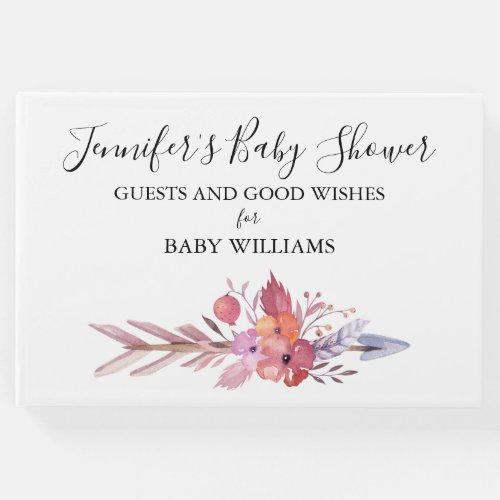 Floral Tribal Arrow Baby Shower Guest Book