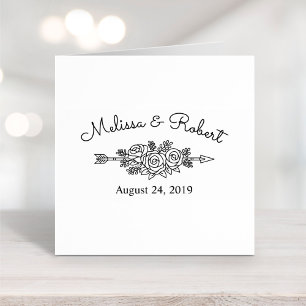 Floral Tribal Arrow Roses Save the Date Wedding Rubber Stamp