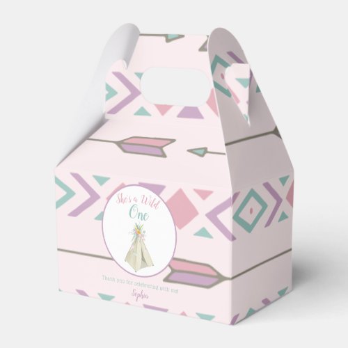Floral Tribal Teepee Wild One 1st Birthday Favor Boxes