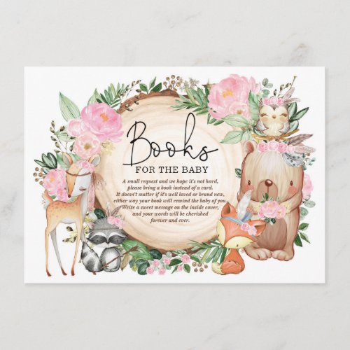 Floral Tribal Woodland Animals Books for Baby Girl Enclosure Card