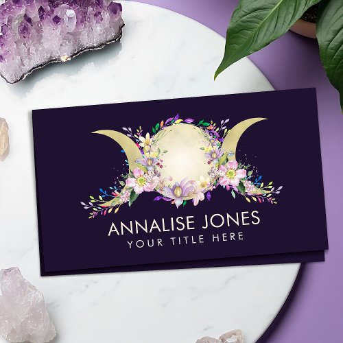 Floral Triple Moon _ Triple Goddess Business Card