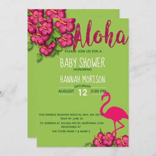 Floral Tropical Aloha Baby Baby Shower Card