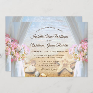 Floral Tropical Beach Starfish Wedding Invitation