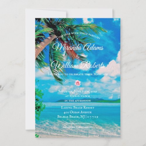 Floral Tropical Beach Summer Wedding Invitation