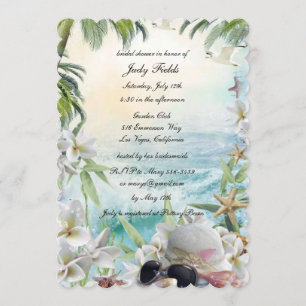 Floral Tropical Beach Wedding Bridal Shower Invitation