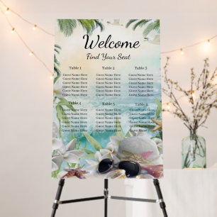 Floral Tropical Beach Wedding Seating Chart Foam Board