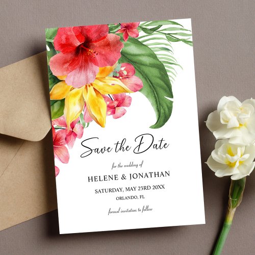 Floral Tropical Destination Wedding Save The Date