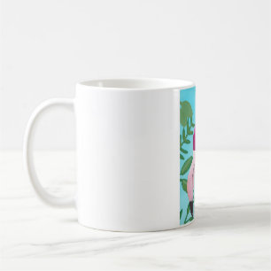 floral tropical flamingo watercolor bird art coffee mug