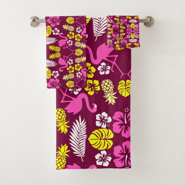 Floral Tropical Fruit Patterned Bath Towel Set (Insitu)