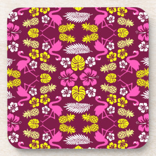 Floral Tropical Fruit Patterned Beverage Coaster
