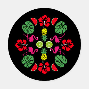 Floral Tropical Fruit Patterned Coaster Set