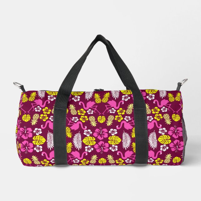 Floral Tropical Fruit Patterned Duffle Bag (Front)