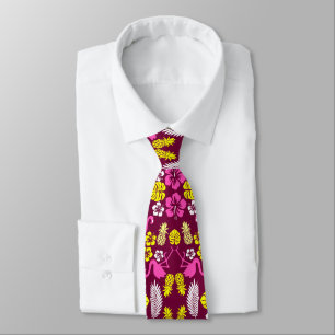 Floral Tropical Fruit Patterned Neck Tie