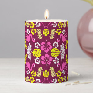 Floral Tropical Fruit Patterned Pillar Candle