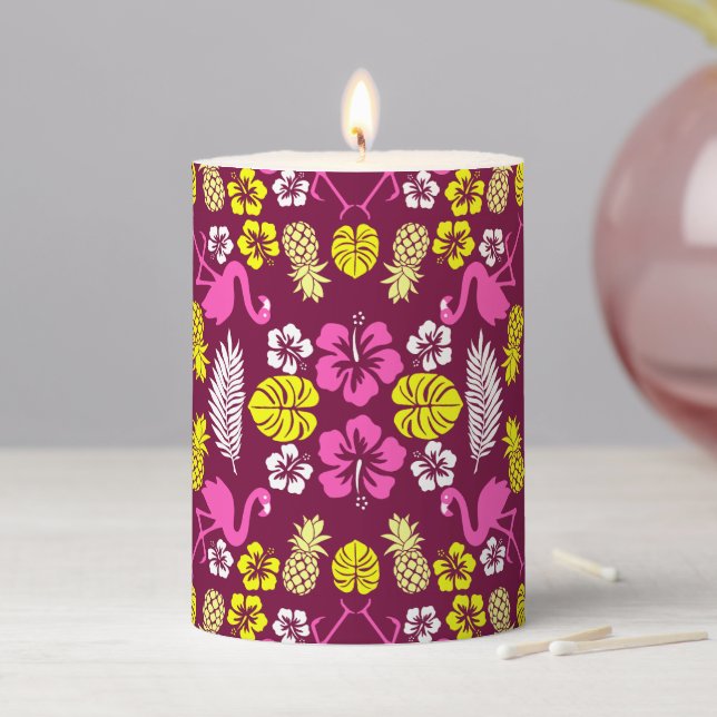 Floral Tropical Fruit Patterned Pillar Candle (In Situ)