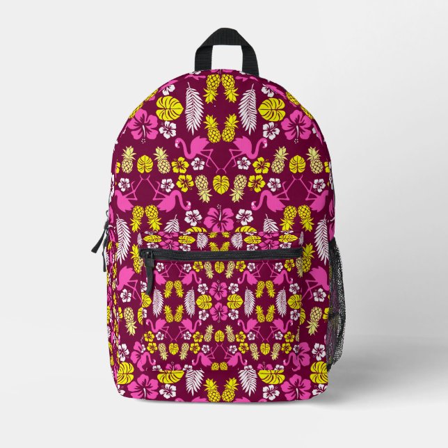 Floral Tropical Fruit Patterned Printed Backpack (Front)