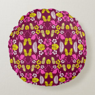Floral Tropical Fruit Patterned Round Pillow