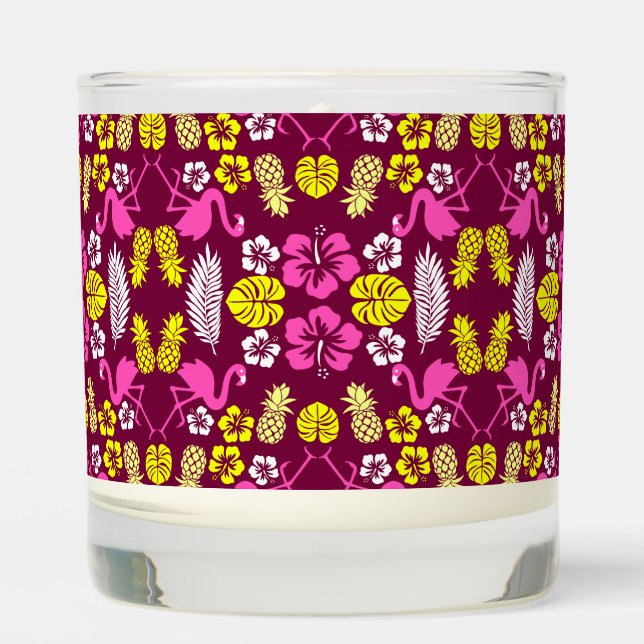 Floral Tropical Fruit Patterned Scented Candle (Front)