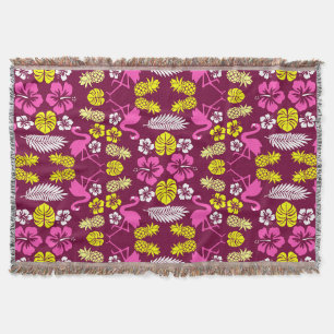 Floral Tropical Fruit Patterned Throw Blanket