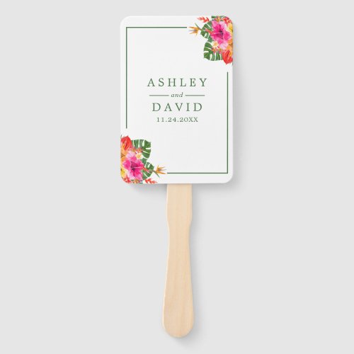 Wedding Fan Programs 4 Floral Tropical Hibiscus Palms Wedding Program Hand Fan