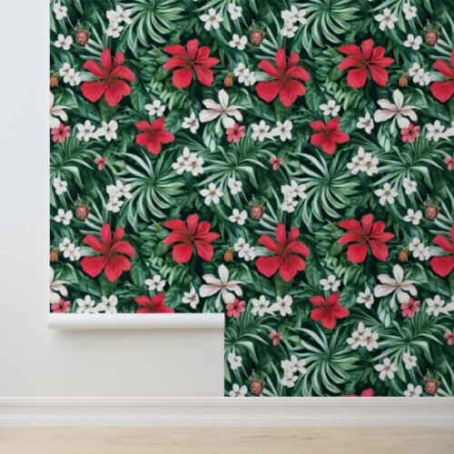 Floral tropical jungle flowers Hawaiian island  Wallpaper