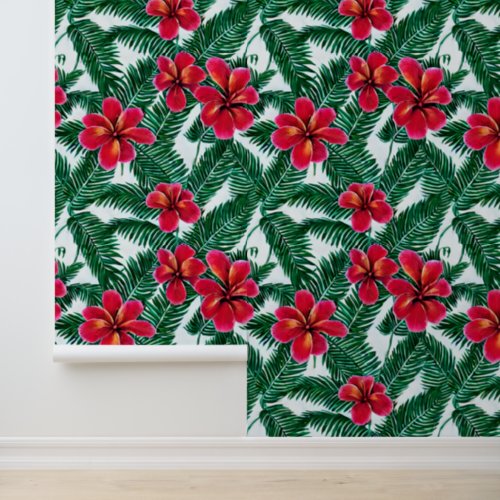 Floral tropical jungle flowers hibiscus botanical wallpaper 