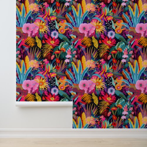 Floral Tropical Jungle Maximalism  Wallpaper