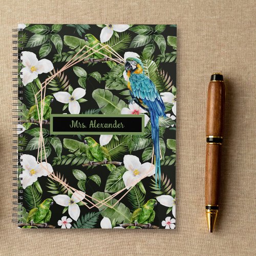 Floral Tropical Leaves Watercolor Parrot Calendars Planner