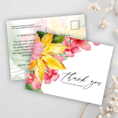 Floral Tropical Modern Elegant Destination Wedding Postcard