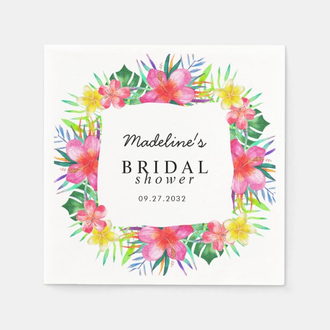 Floral Tropical Paradise Bridal Shower Napkins (Front)