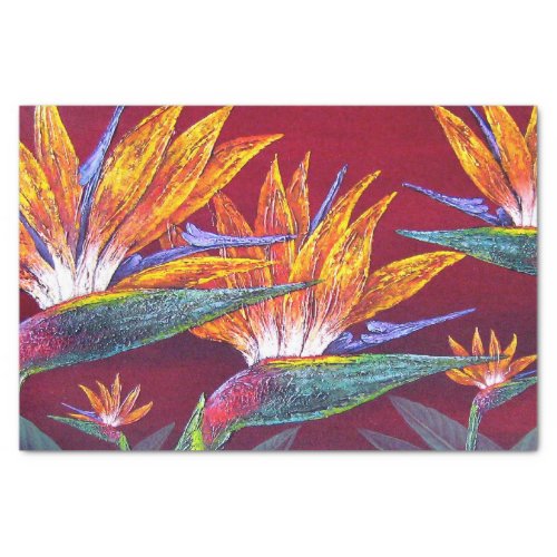 Floral Tropical Paradise Red Hawaiian Decoupage Tissue Paper