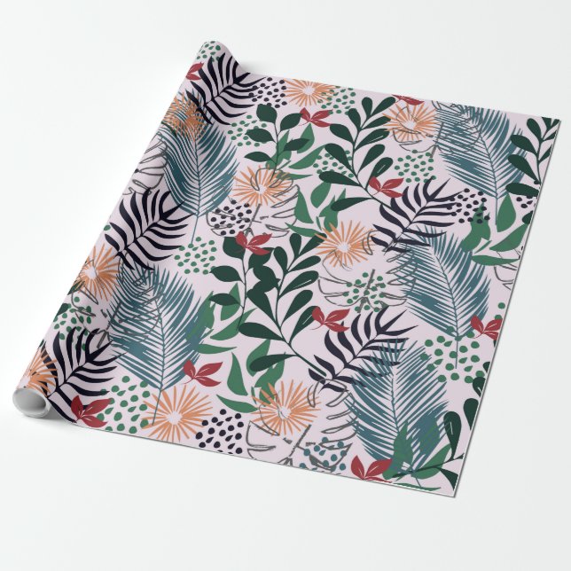 Floral Tropical Pattern Wrapping Papper Wrapping Paper (Unrolled)