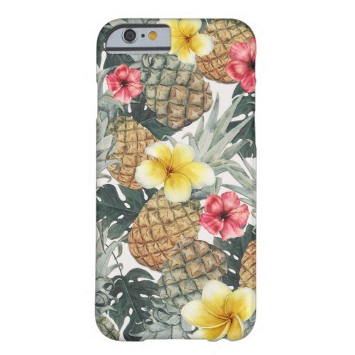 Floral Tropical Pineapples  Leaves Exotic Island Barely There iPhone 6 Case