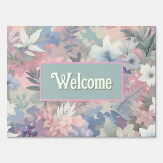 Floral/Tropical spring/easter pastel Sign (Front)