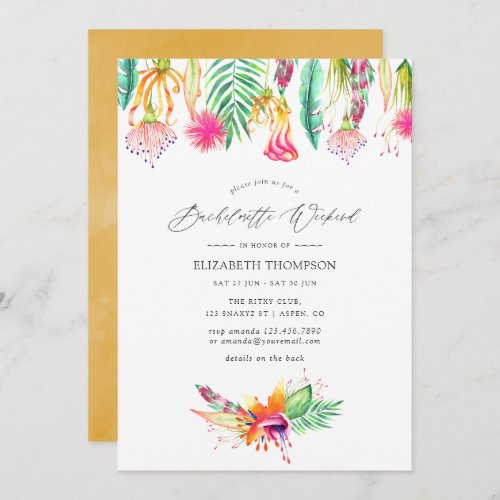 Floral Tropical Summer Bachelorette Weekend Invitation