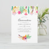 Floral Tropical Summer Beach Quinceañera Invitation (Standing Front)