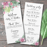 Floral Tropical Wedding Ceremony Program<br><div class="desc">Chic Floral Palm Tropical Elegant Wedding Ceremony Program. With pink and green botanical accents contrasted by black and white lettering. A tropical design that embraces the tranquil beauty of nature mixed with a playful edge that is sure to help you have fun. A blend of calming green tropical leaves, including...</div>