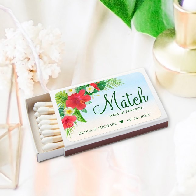 Floral Tropical Wedding Favor Matchboxes (Creator Uploaded)