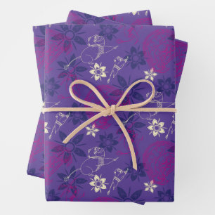 Floral Tuk Tuk & Ongi Pattern Wrapping Paper Sheets