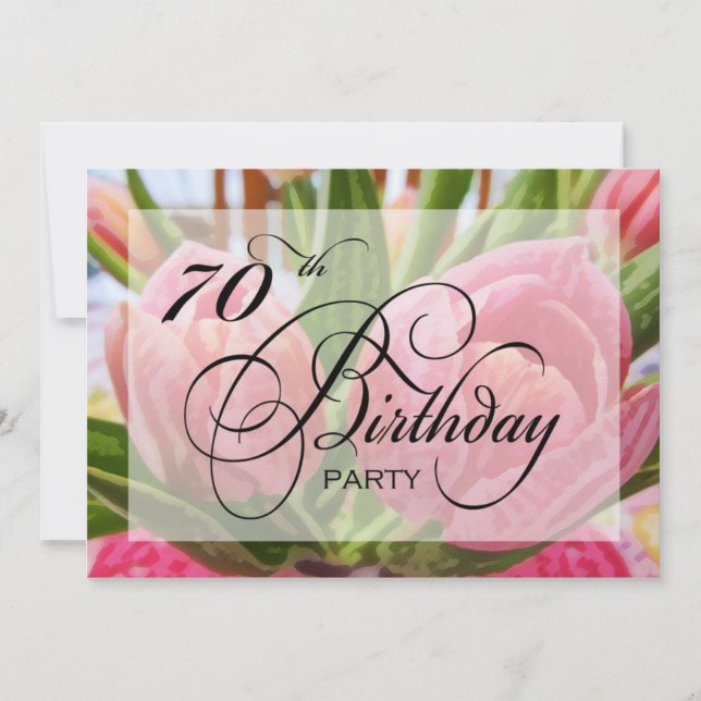 Floral Tulip 70th Birthday Party Invitation (Front)