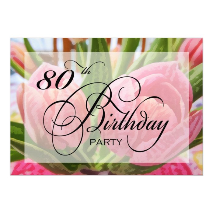 Floral Tulip 80th Birthday Party Invitation