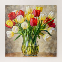 Floral Tulip Vase – Colorful Botanical Jigsaw Puzz