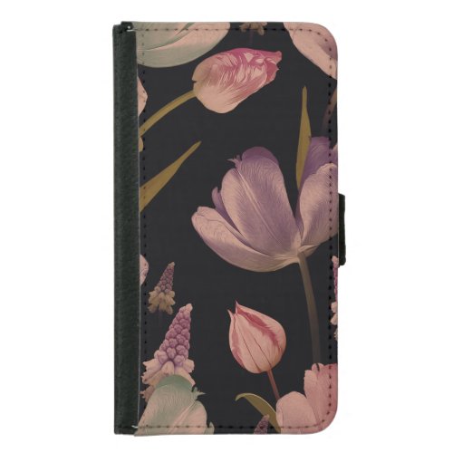 Floral tulips muscari vintage seamless samsung galaxy s5 wallet case