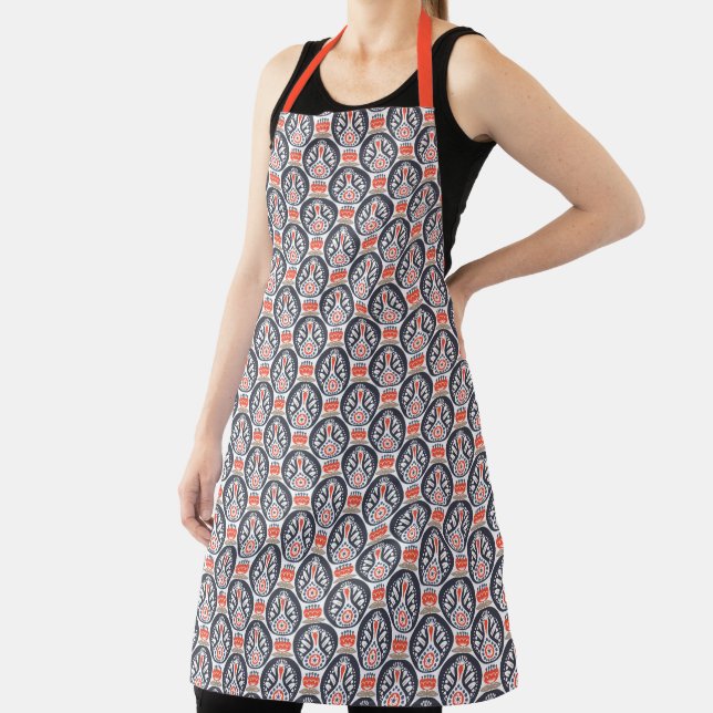 Floral Turkey Folk Art Pattern Apron (Insitu)
